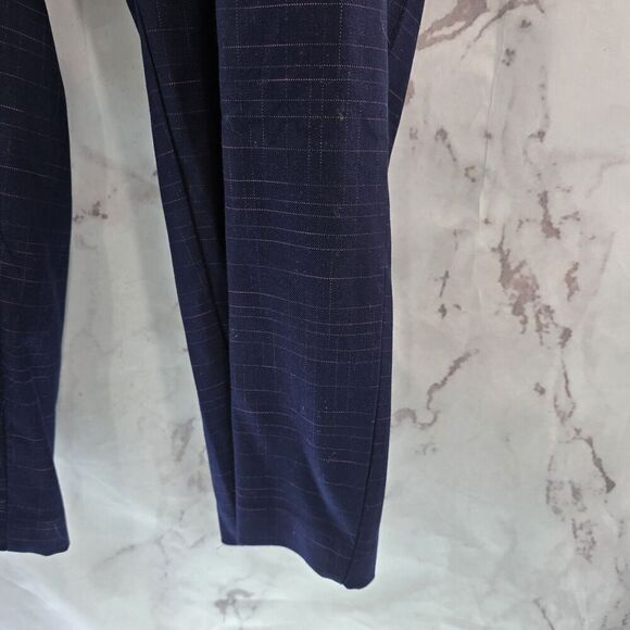 Modcloth Pants Womens 1X Blue Plaid Crop High Rise Belted Straight Pencil - Picture 3 of 9